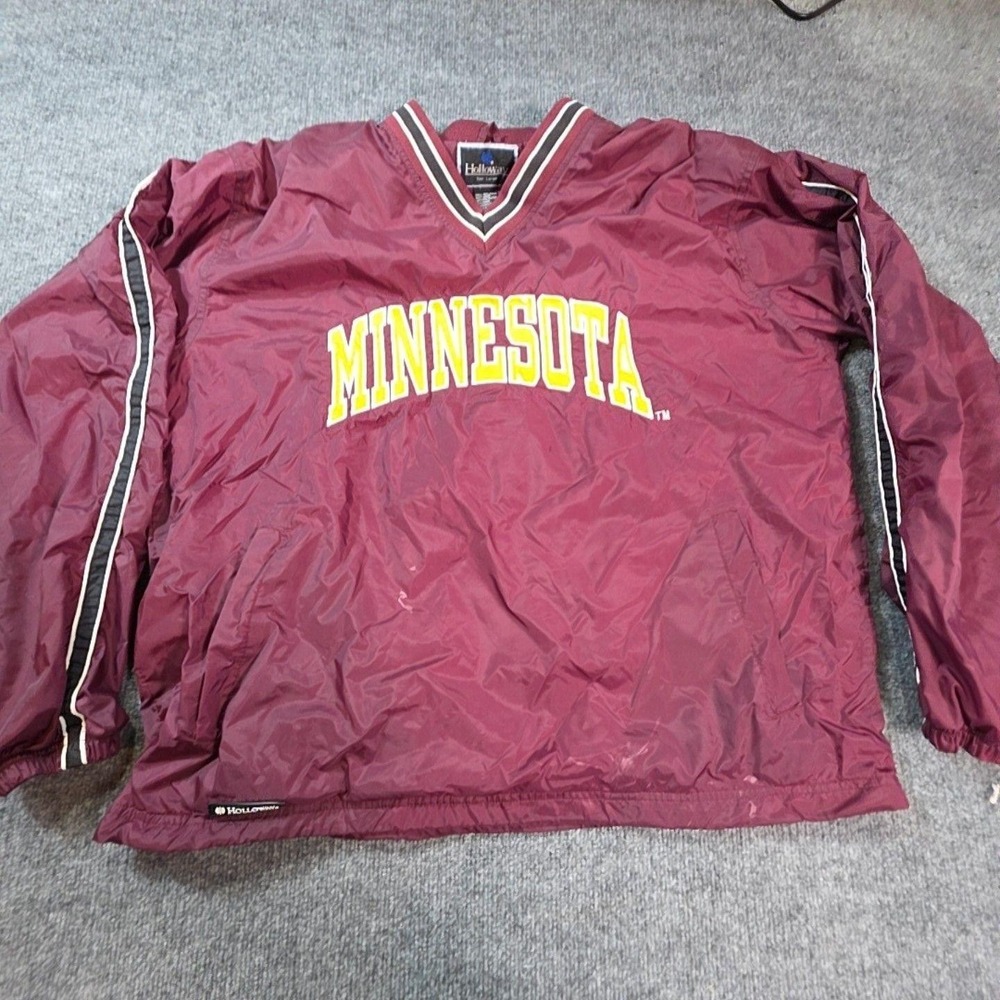 Minnesota Golden Gophers Jacket Mens Large Red NCAA Holloway Pullover V Neck